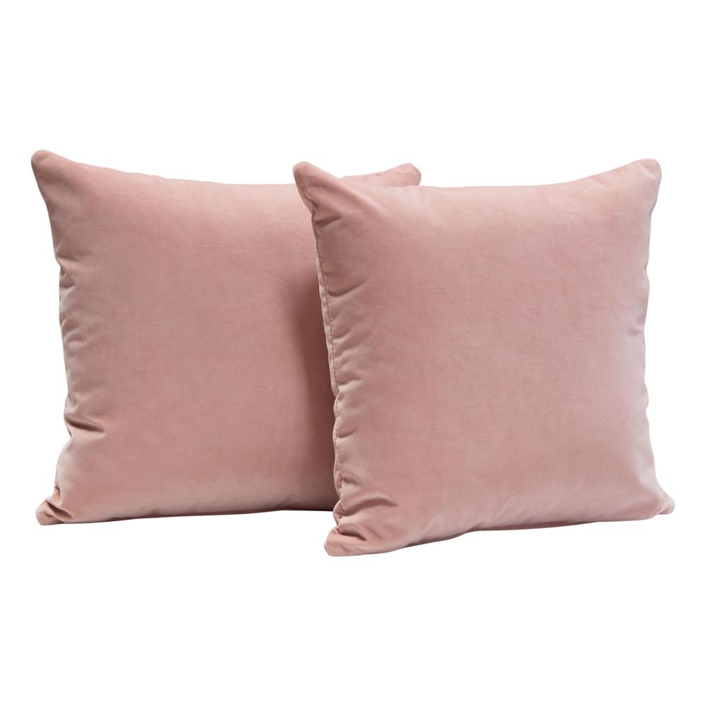 Set of (2) 16" Square Accent Pillows in Blush Pink Velvet by Diamond Sofa. Picture 14