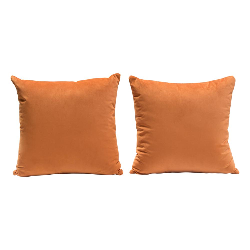 Set of (2) 16" Square Accent Pillows in Rust Orange Velvet by Diamond Sofa. Picture 1