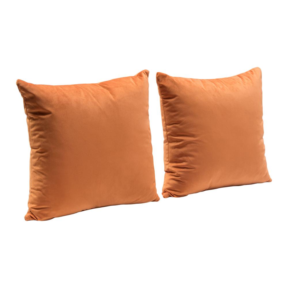 Set of (2) 16" Square Accent Pillows in Rust Orange Velvet by Diamond Sofa. Picture 9