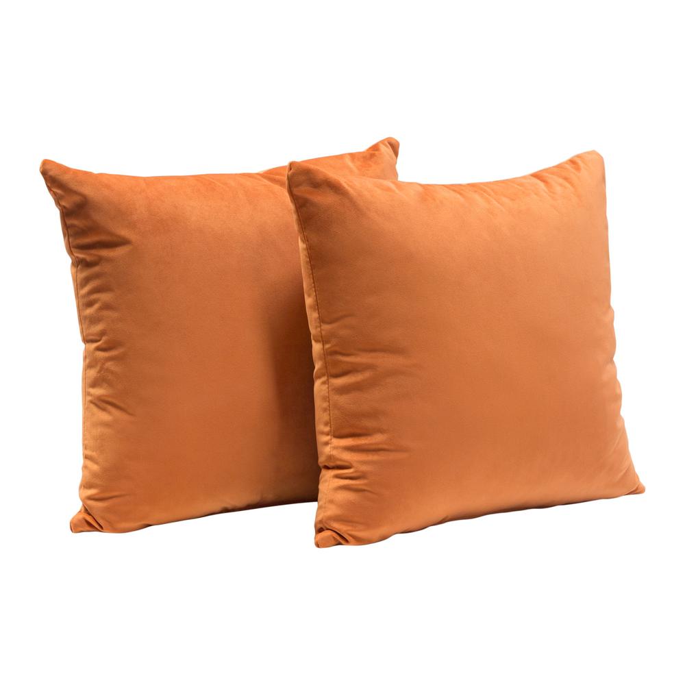 Set of (2) 16" Square Accent Pillows in Rust Orange Velvet by Diamond Sofa. Picture 11