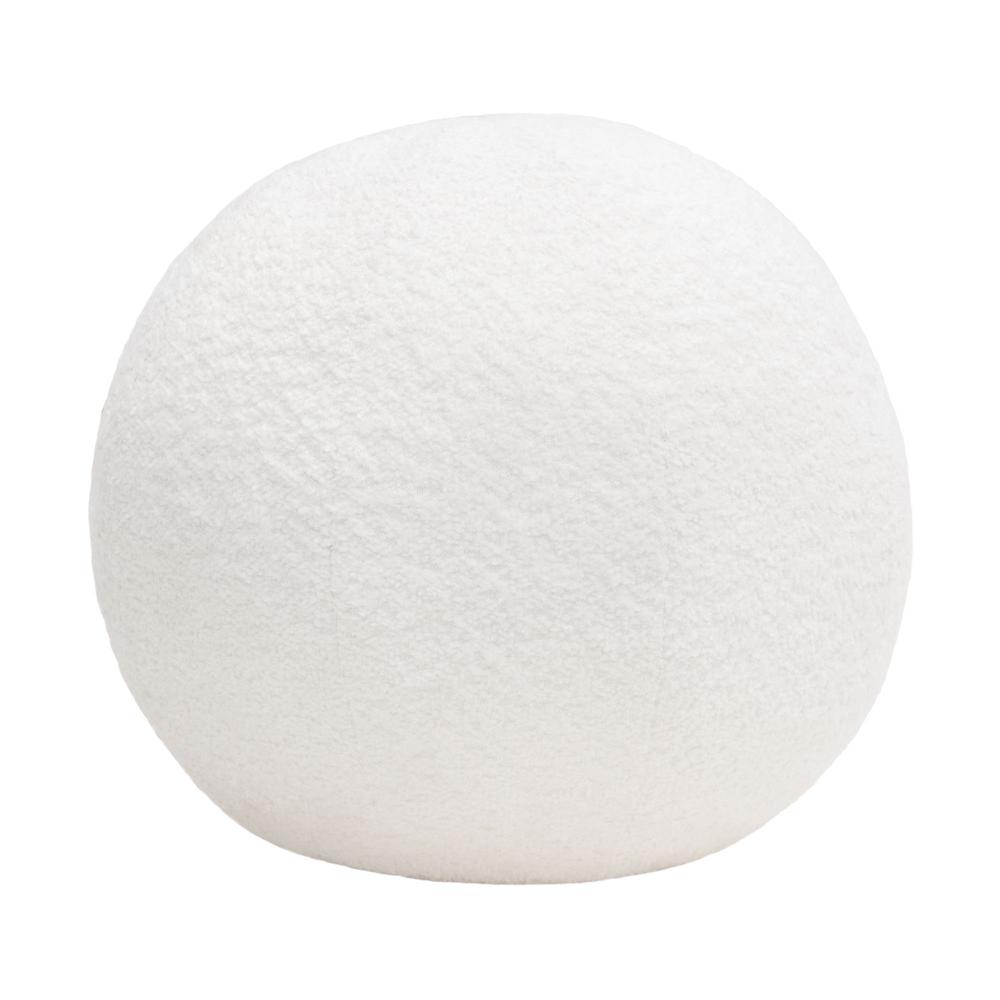 Single 14" Round Accent Pillow Ball in White Faux Shearling by Diamond Sofa. Picture 10