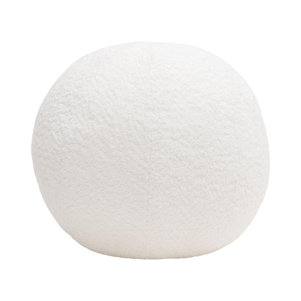 Single 14" Round Accent Pillow Ball in White Faux Shearling by Diamond Sofa. Picture 1