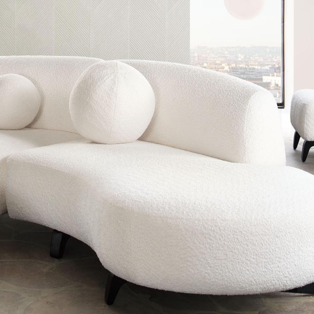 Single 14" Round Accent Pillow Ball in White Faux Shearling by Diamond Sofa. Picture 8