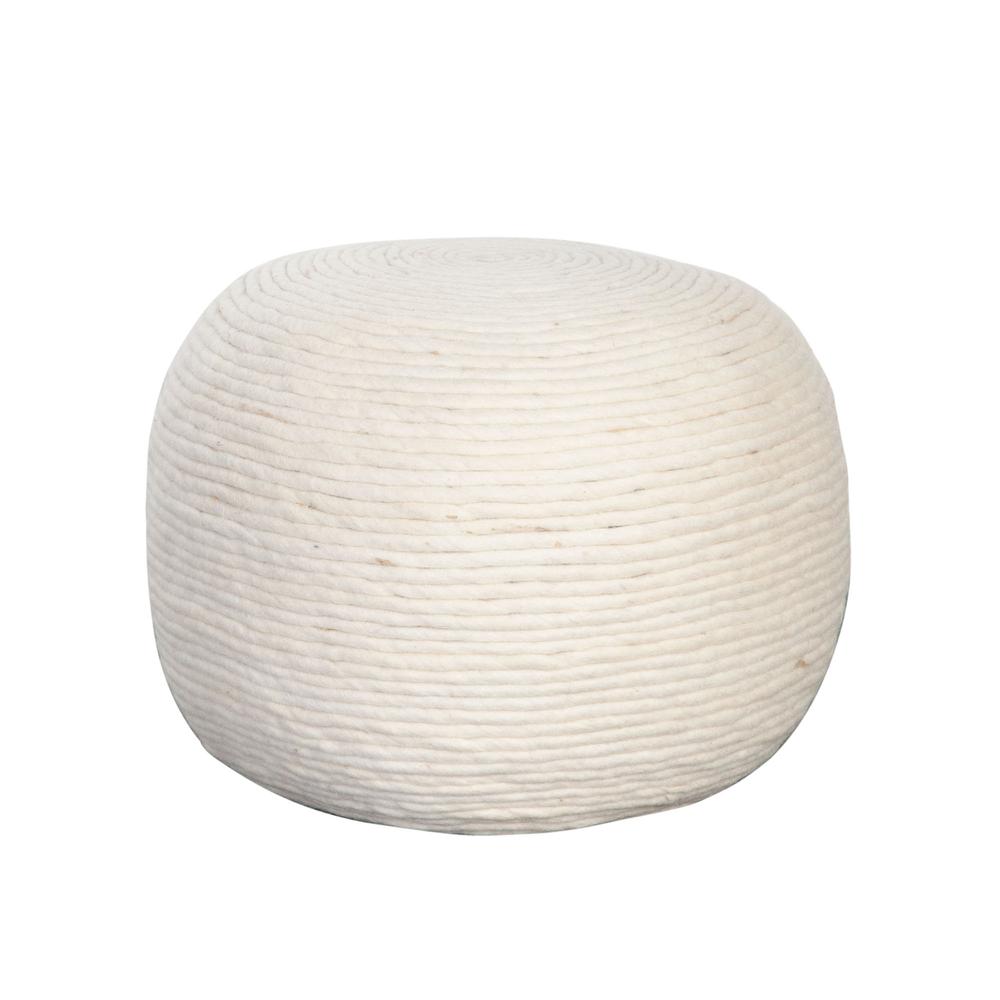 Round Pouf in White Dyed Natural Wool by Diamond Sofa. Picture 1