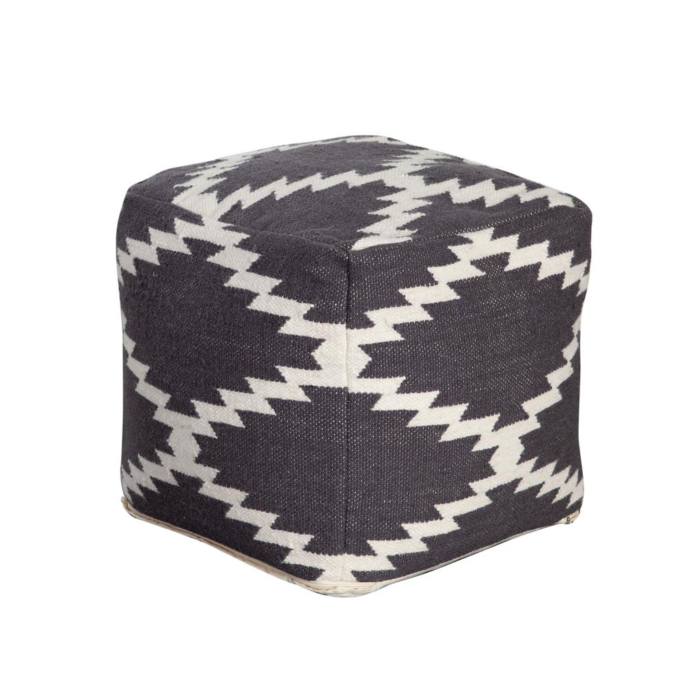 Square Pouf in White/Grey Pattern Wool by Diamond Sofa. Picture 16