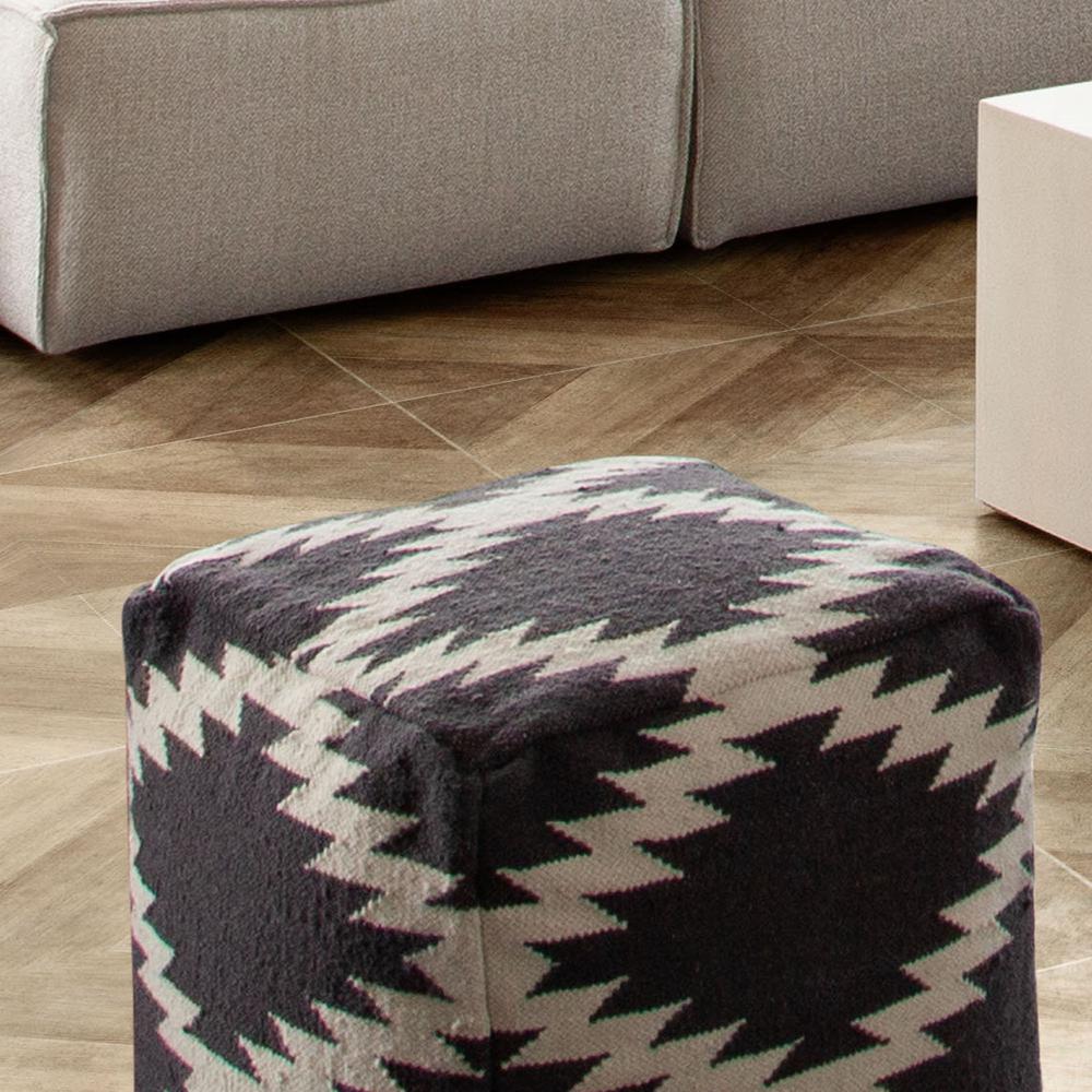 Square Pouf in White/Grey Pattern Wool by Diamond Sofa. Picture 14