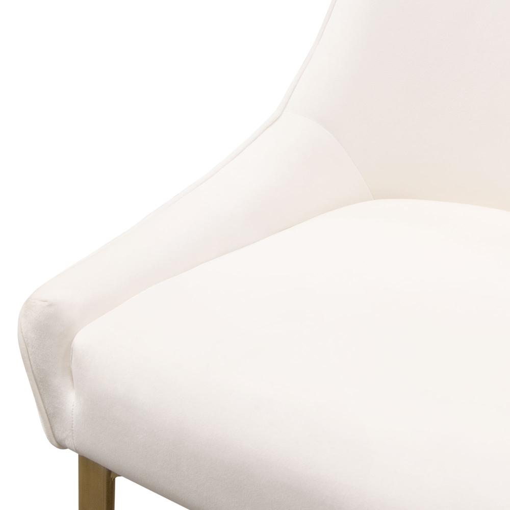 Set of (2) Quinn Dining Chairs w/ Vertical Outside Pleat Detail and Contoured Arm in Cream Velvet w/ Brushed Gold Metal Leg by Diamond Sofa. Picture 20