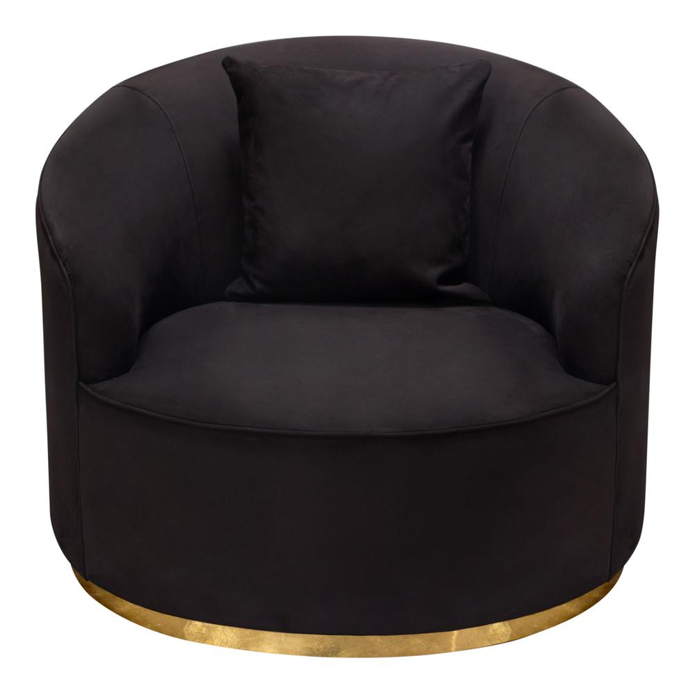 Raven Chair in Black Suede Velvet w/ Brushed Gold Accent Trim by Diamond Sofa. Picture 1