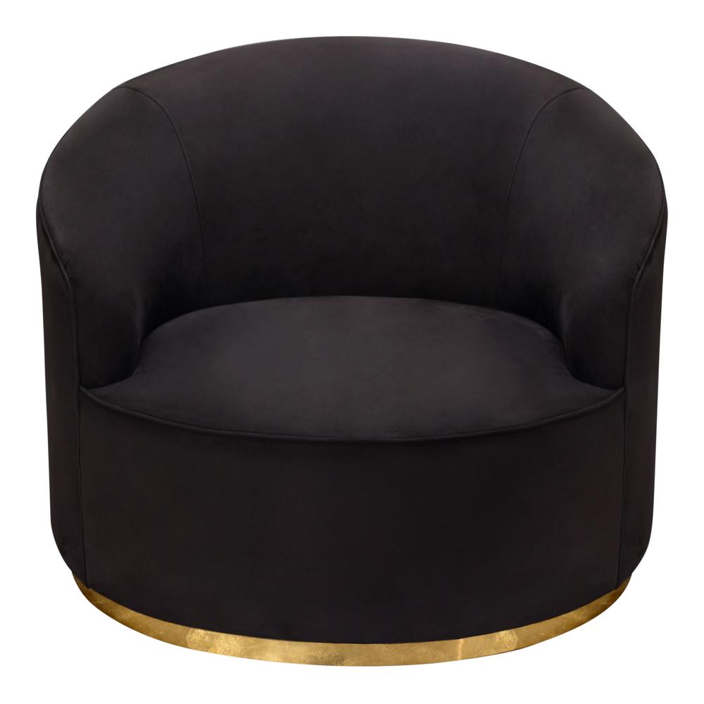 Raven Chair in Black Suede Velvet w/ Brushed Gold Accent Trim by Diamond Sofa. Picture 34