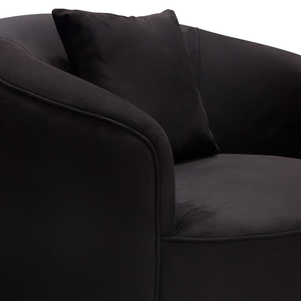 Raven Chair in Black Suede Velvet w/ Brushed Gold Accent Trim by Diamond Sofa. Picture 21