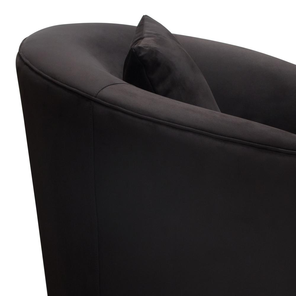 Raven Chair in Black Suede Velvet w/ Brushed Gold Accent Trim by Diamond Sofa. Picture 30