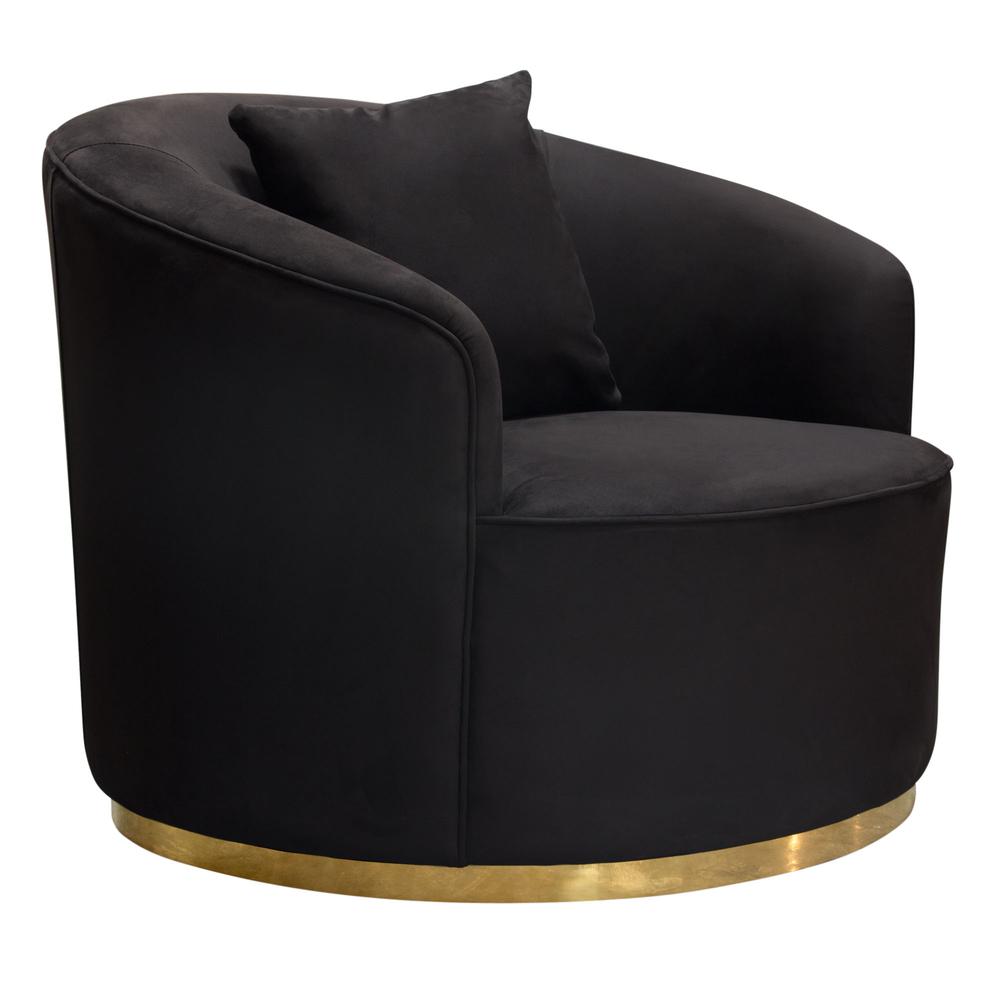 Raven Chair in Black Suede Velvet w/ Brushed Gold Accent Trim by Diamond Sofa. Picture 29