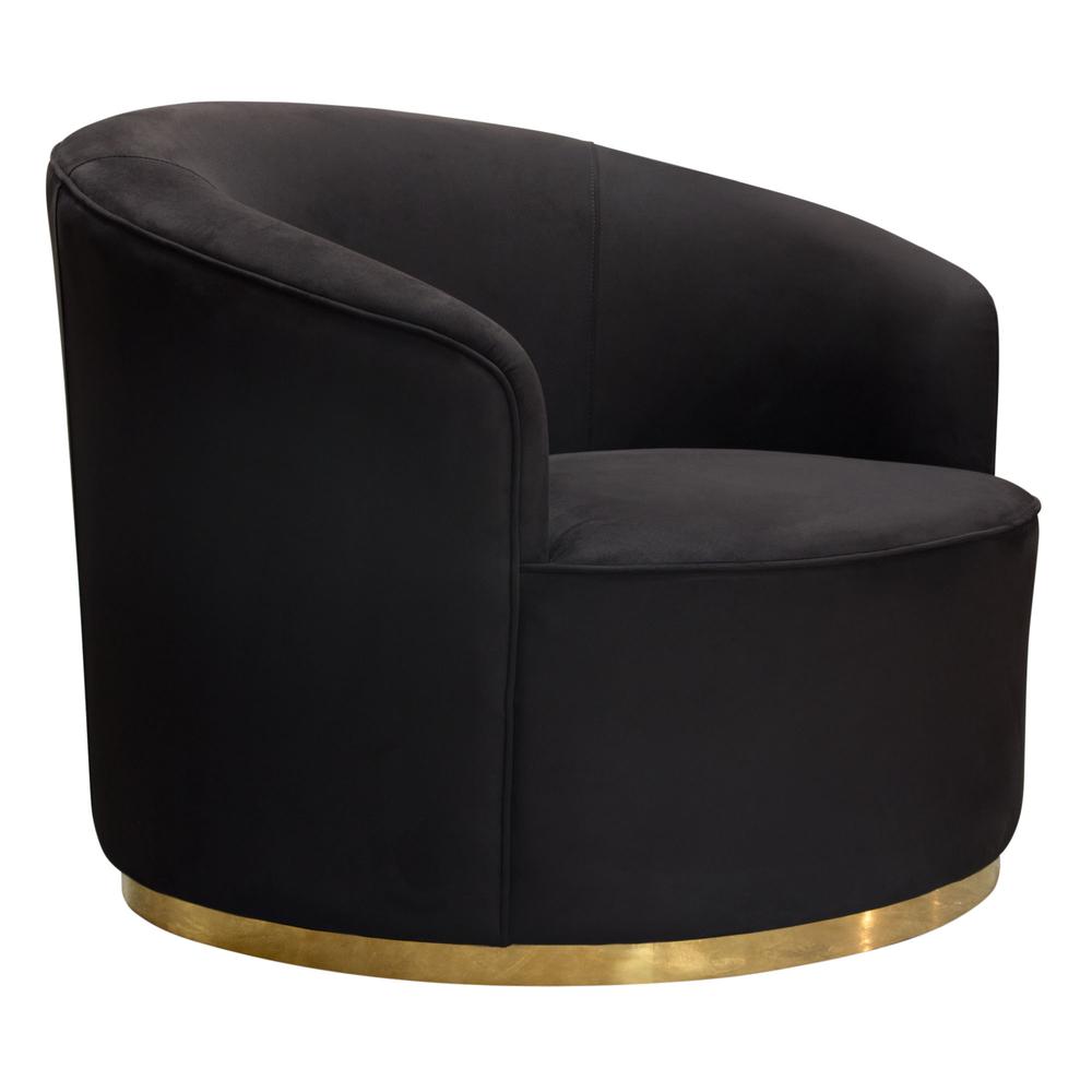 Raven Chair in Black Suede Velvet w/ Brushed Gold Accent Trim by Diamond Sofa. Picture 26