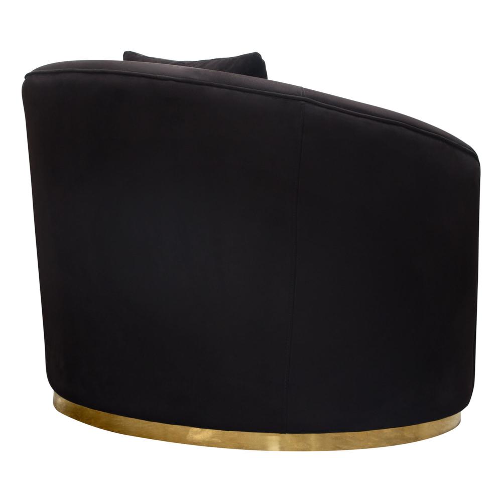Raven Chair in Black Suede Velvet w/ Brushed Gold Accent Trim by Diamond Sofa. Picture 24