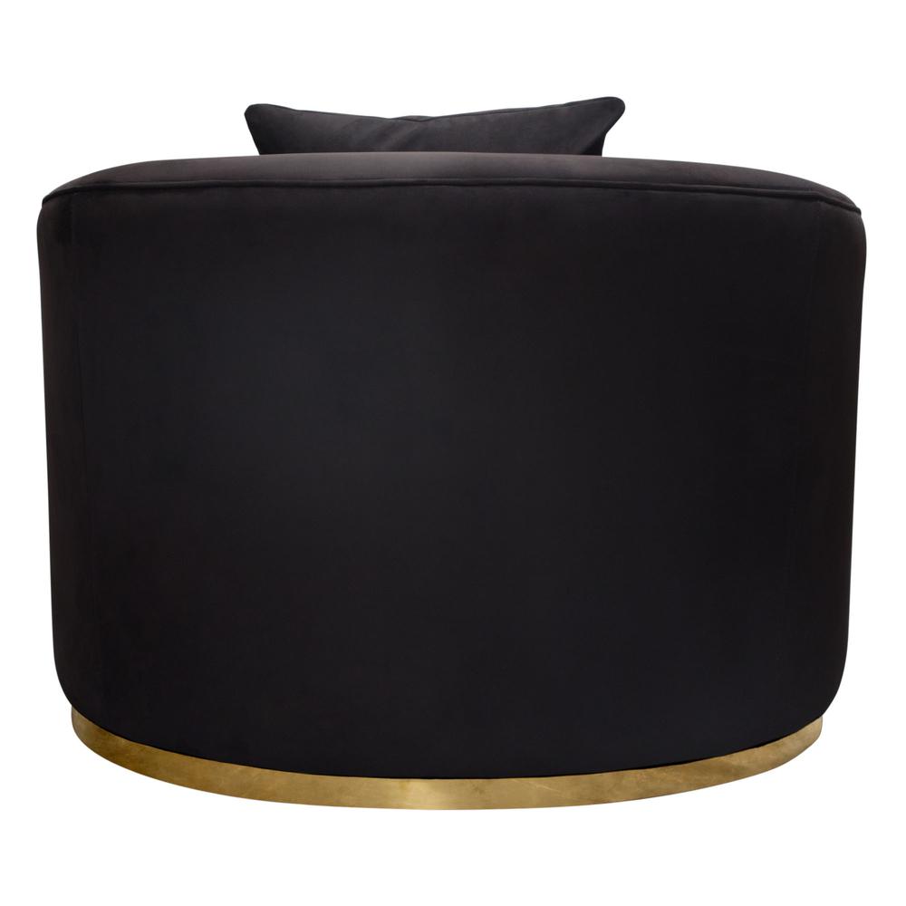 Raven Chair in Black Suede Velvet w/ Brushed Gold Accent Trim by Diamond Sofa. Picture 36