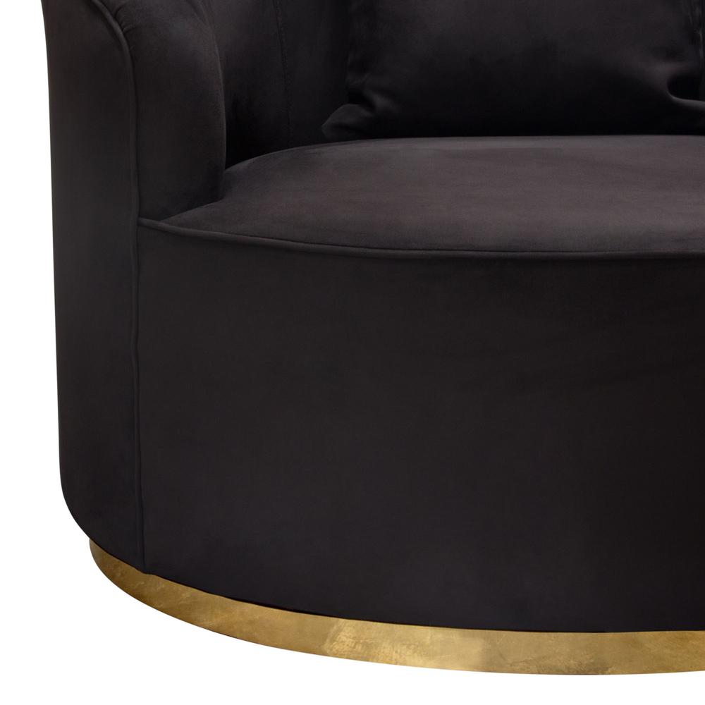 Raven Chair in Black Suede Velvet w/ Brushed Gold Accent Trim by Diamond Sofa. Picture 31