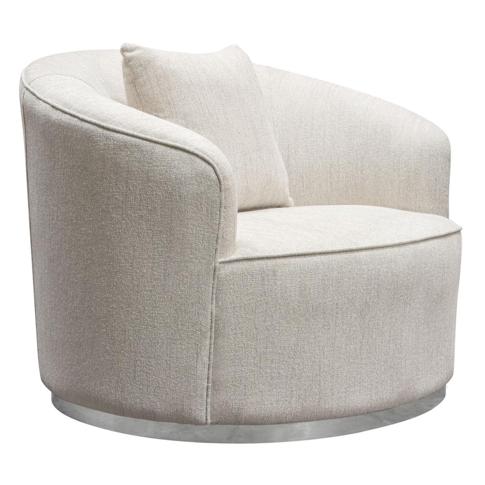 Raven Chair in Light Cream Fabric w/ Brushed Silver Accent Trim by Diamond Sofa. Picture 31