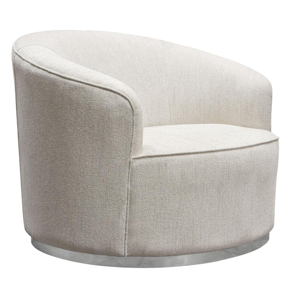 Raven Chair in Light Cream Fabric w/ Brushed Silver Accent Trim by Diamond Sofa. Picture 35