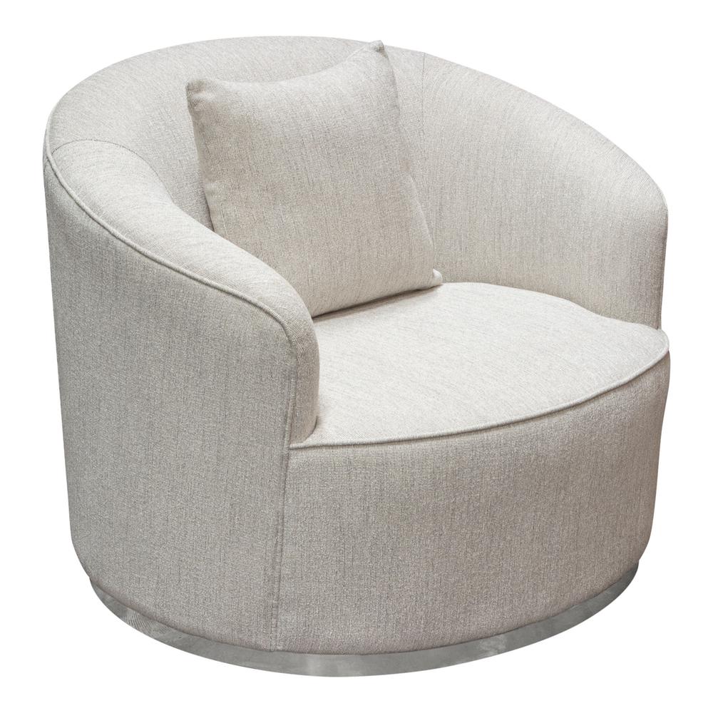 Raven Chair in Light Cream Fabric w/ Brushed Silver Accent Trim by Diamond Sofa. Picture 40