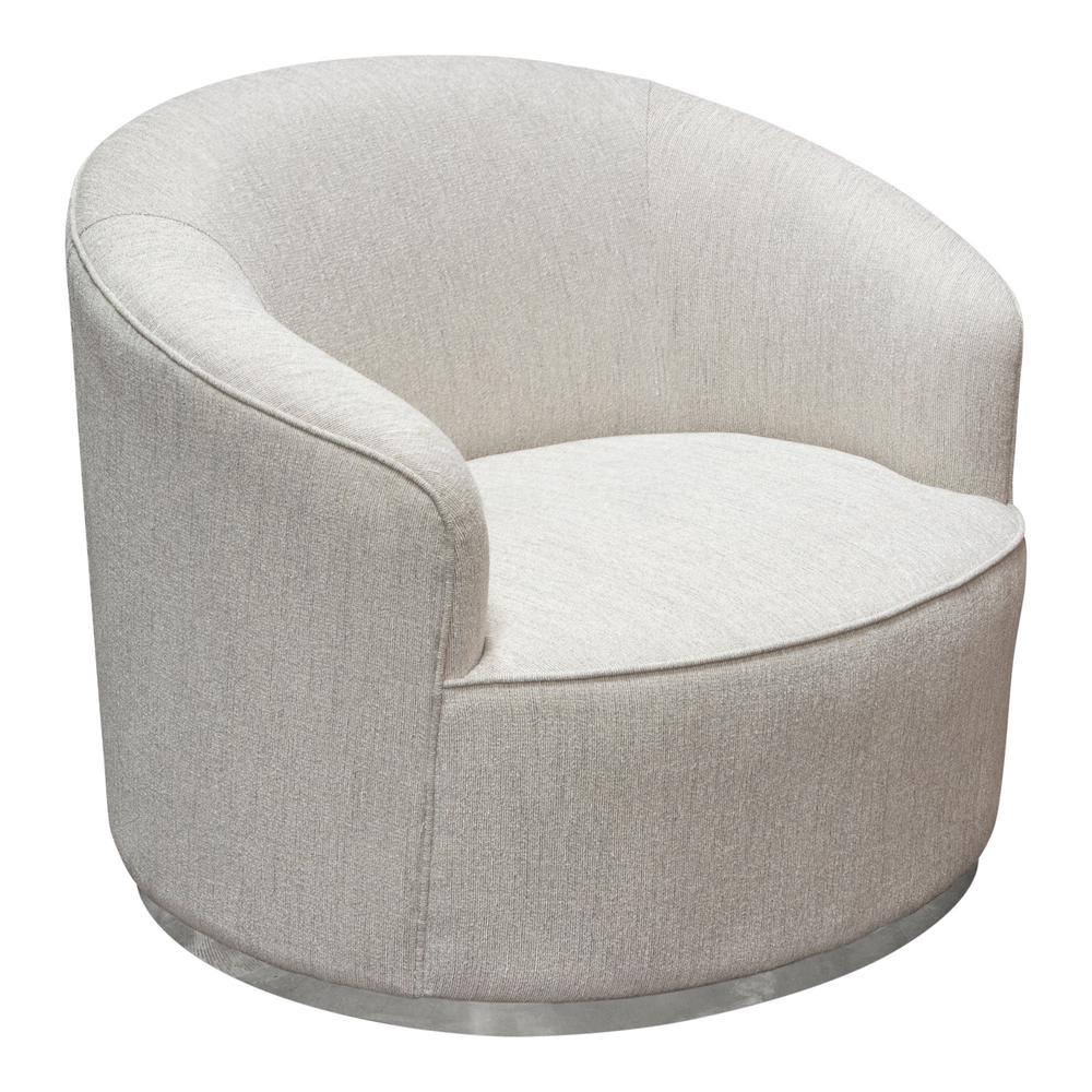 Raven Chair in Light Cream Fabric w/ Brushed Silver Accent Trim by Diamond Sofa. Picture 33