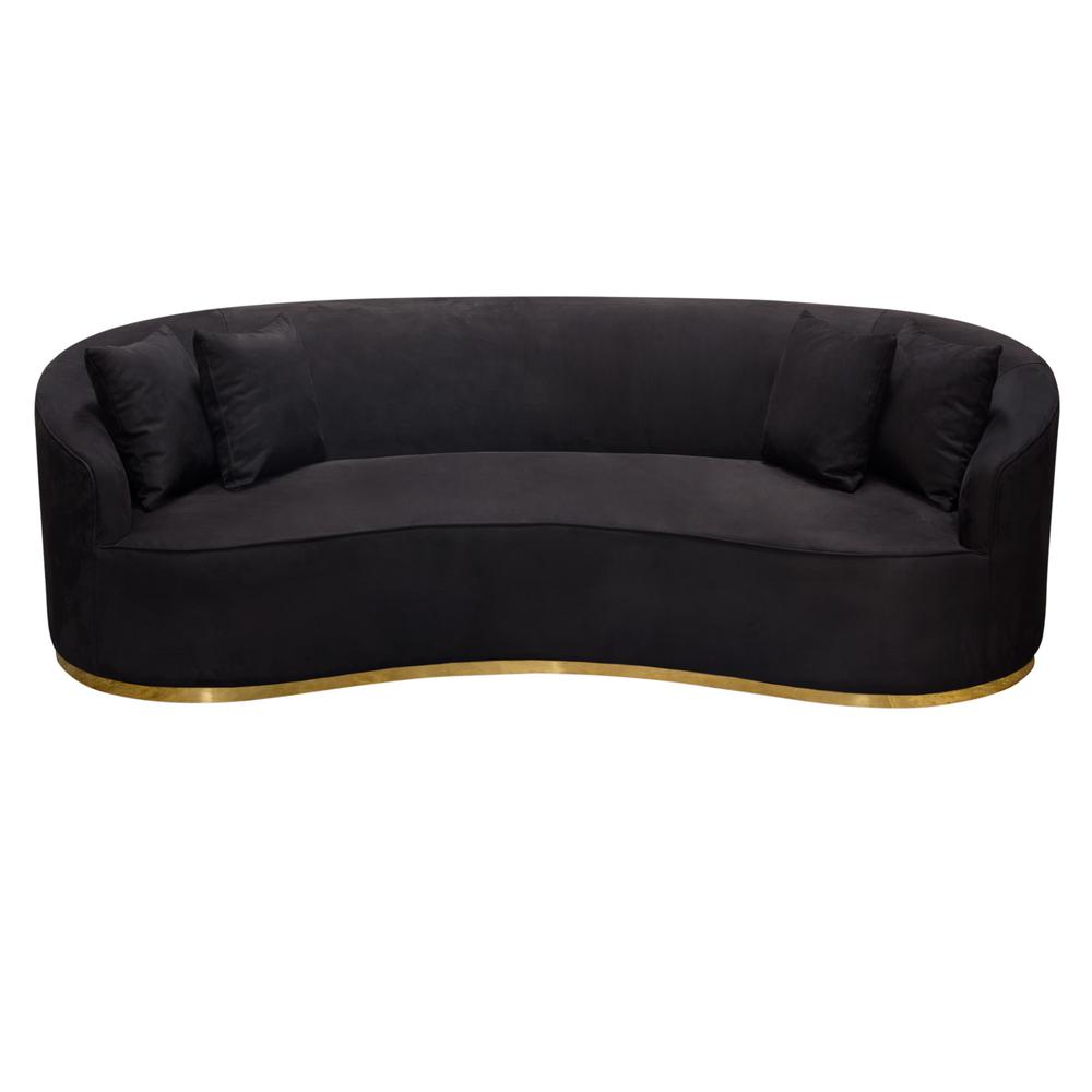 Raven Sofa in Black Suede Velvet w/ Brushed Gold Accent Trim by Diamond Sofa. Picture 1