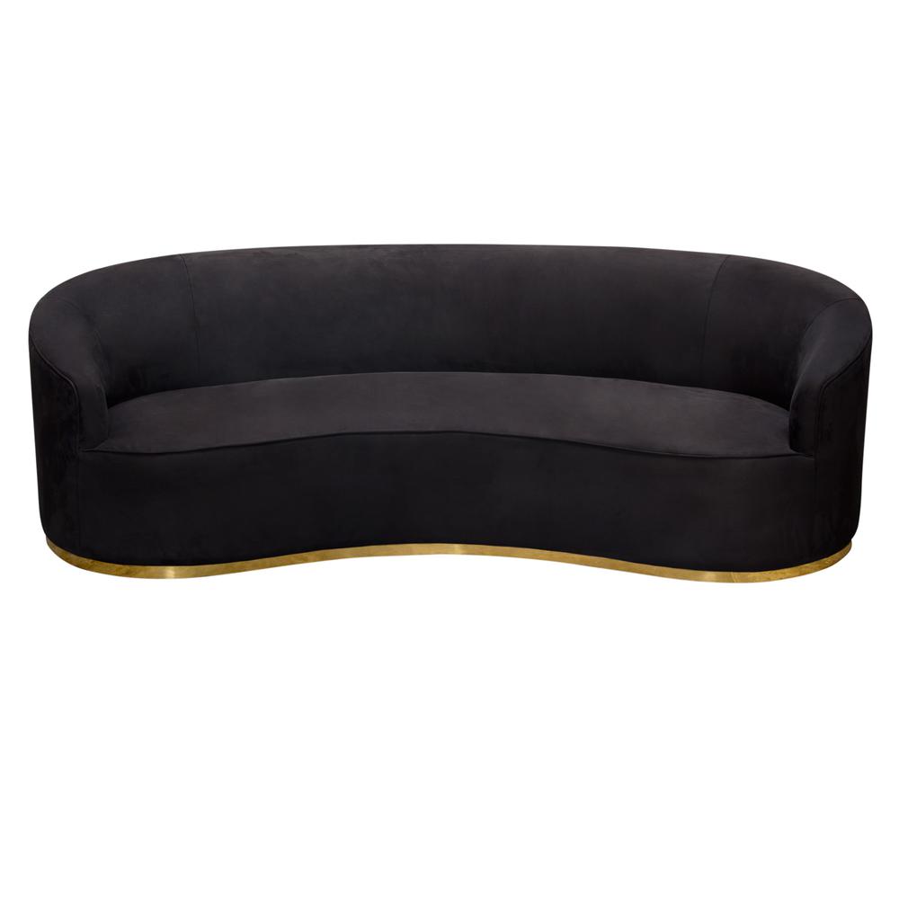 Raven Sofa in Black Suede Velvet w/ Brushed Gold Accent Trim by Diamond Sofa. Picture 18