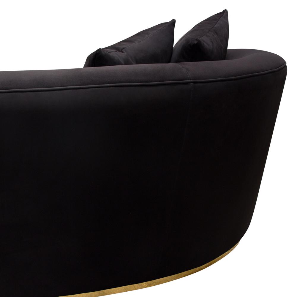 Raven Sofa in Black Suede Velvet w/ Brushed Gold Accent Trim by Diamond Sofa. Picture 17