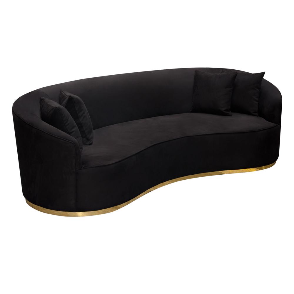 Raven Sofa in Black Suede Velvet w/ Brushed Gold Accent Trim by Diamond Sofa. Picture 24