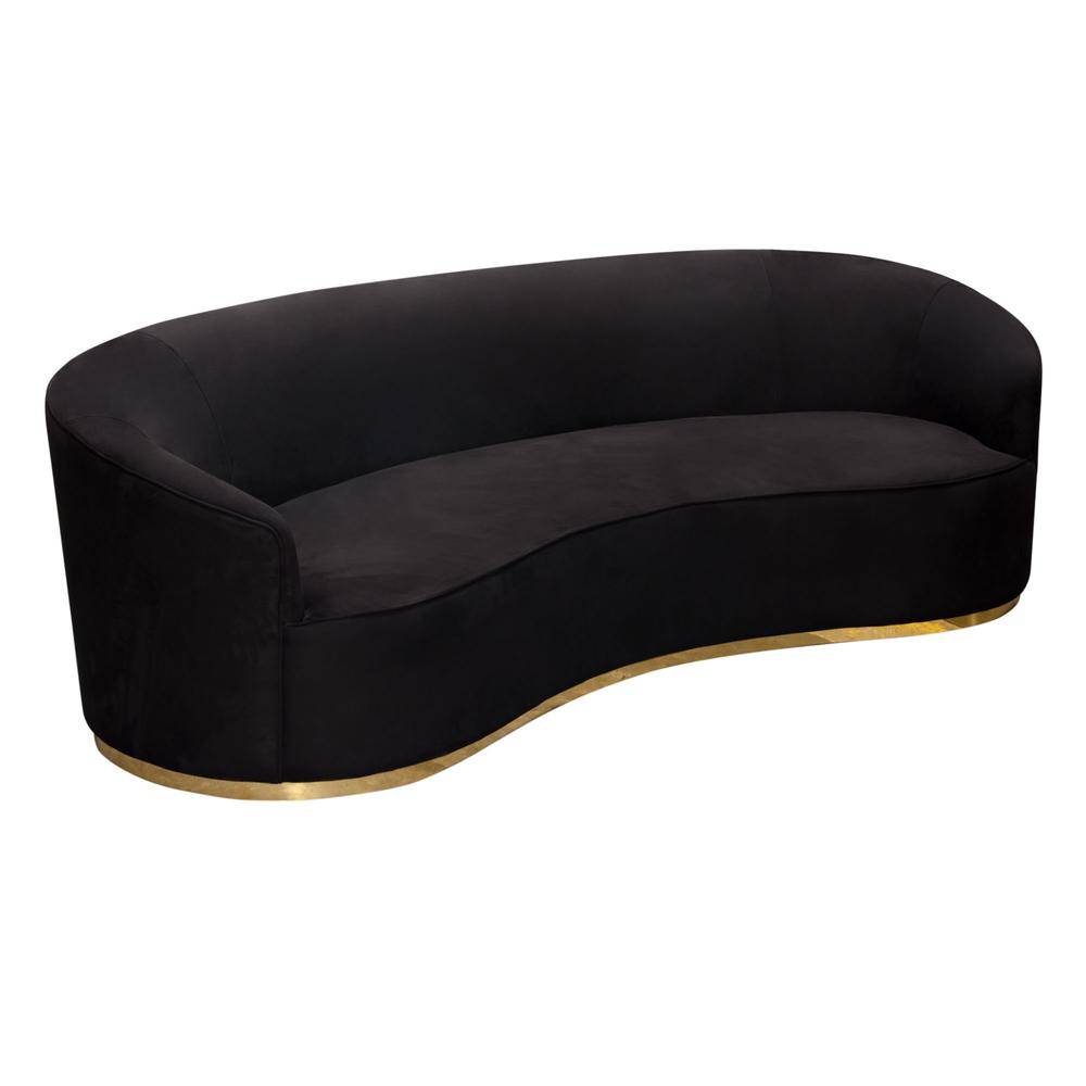 Raven Sofa in Black Suede Velvet w/ Brushed Gold Accent Trim by Diamond Sofa. Picture 23