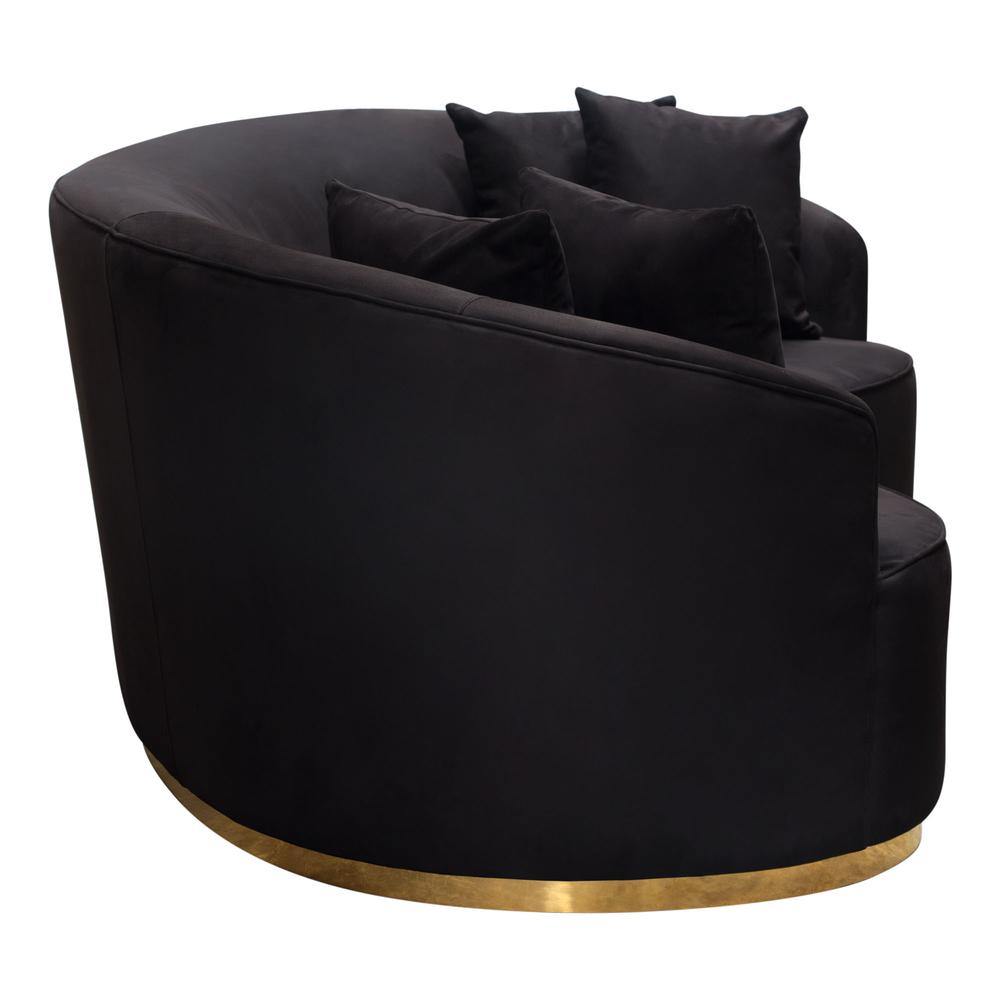 Raven Sofa in Black Suede Velvet w/ Brushed Gold Accent Trim by Diamond Sofa. Picture 19