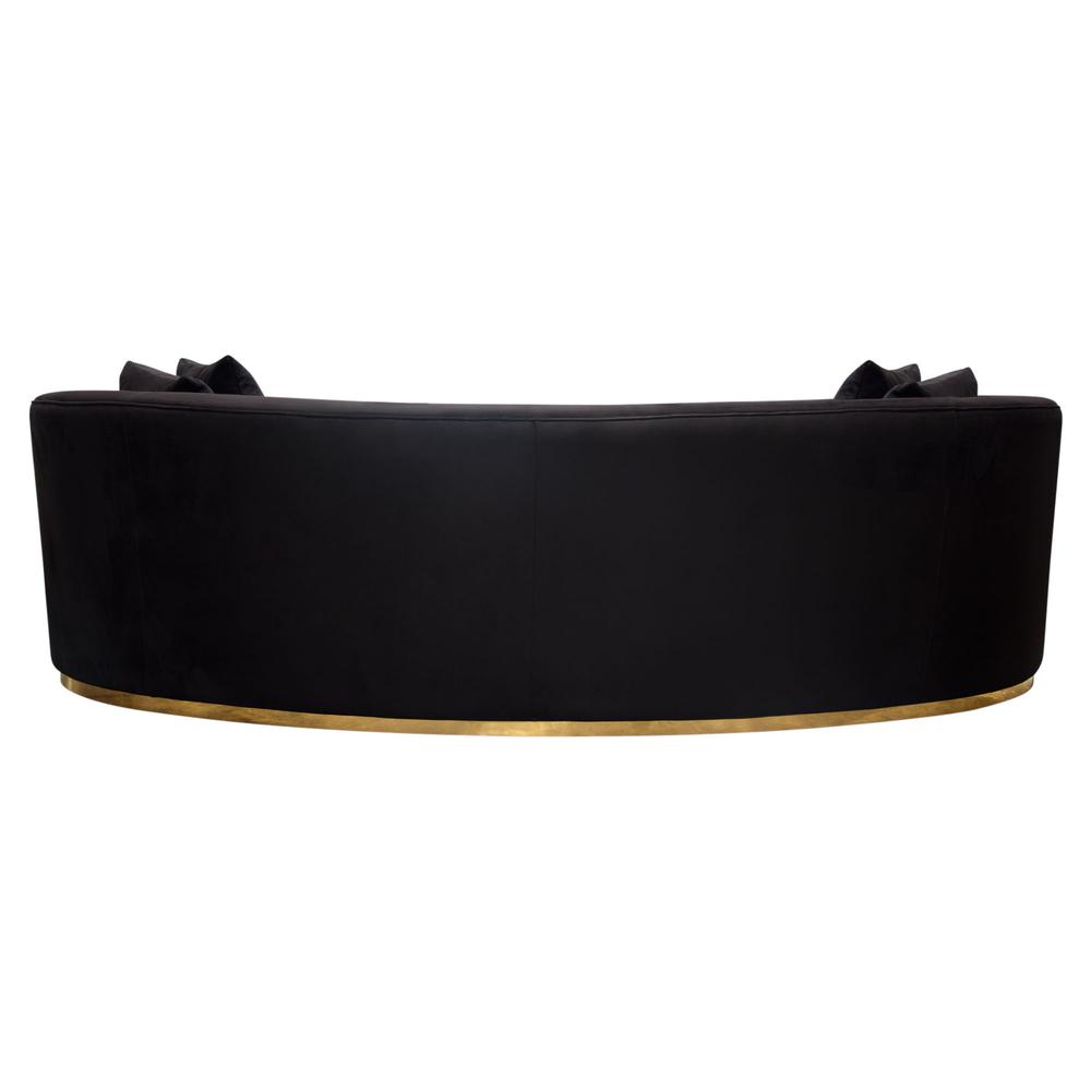 Raven Sofa in Black Suede Velvet w/ Brushed Gold Accent Trim by Diamond Sofa. Picture 27