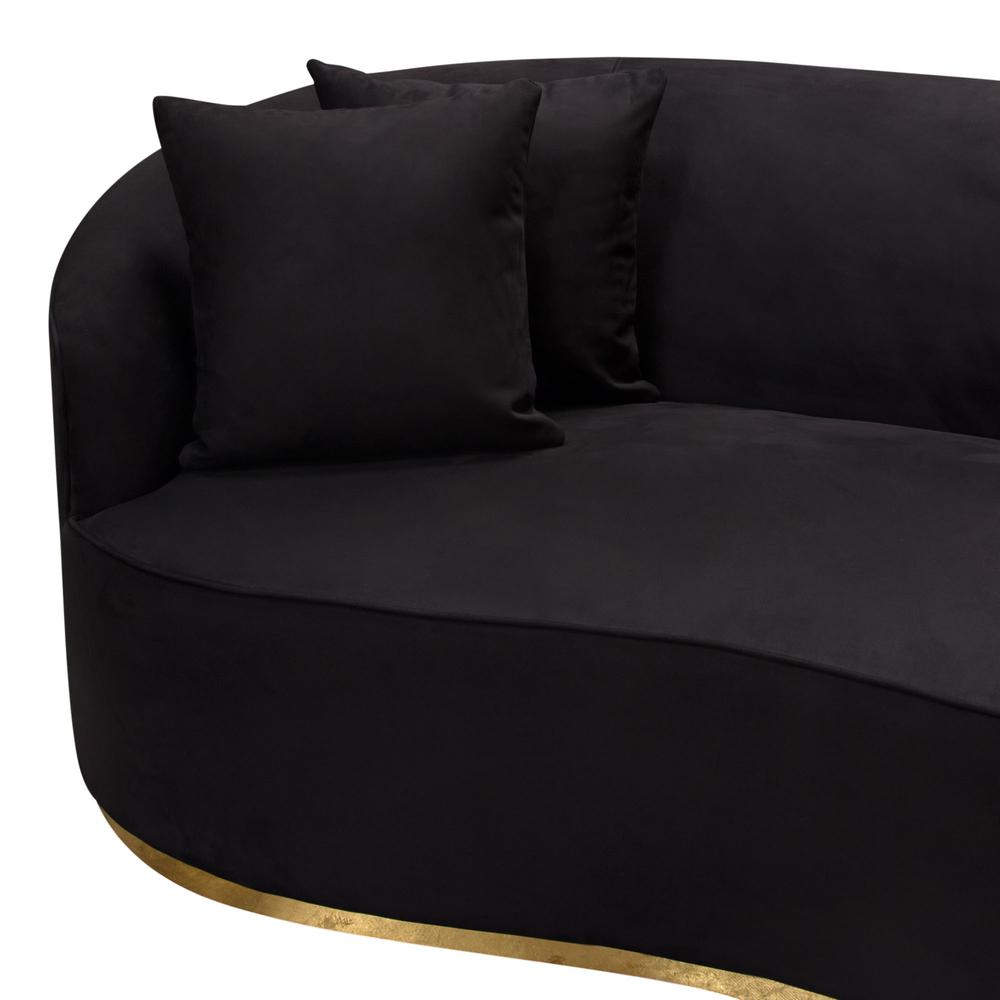 Raven Sofa in Black Suede Velvet w/ Brushed Gold Accent Trim by Diamond Sofa. Picture 22