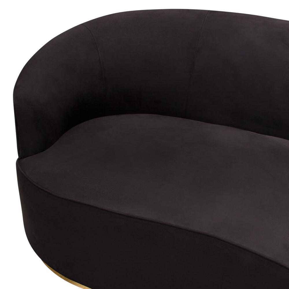 Raven Sofa in Black Suede Velvet w/ Brushed Gold Accent Trim by Diamond Sofa. Picture 16