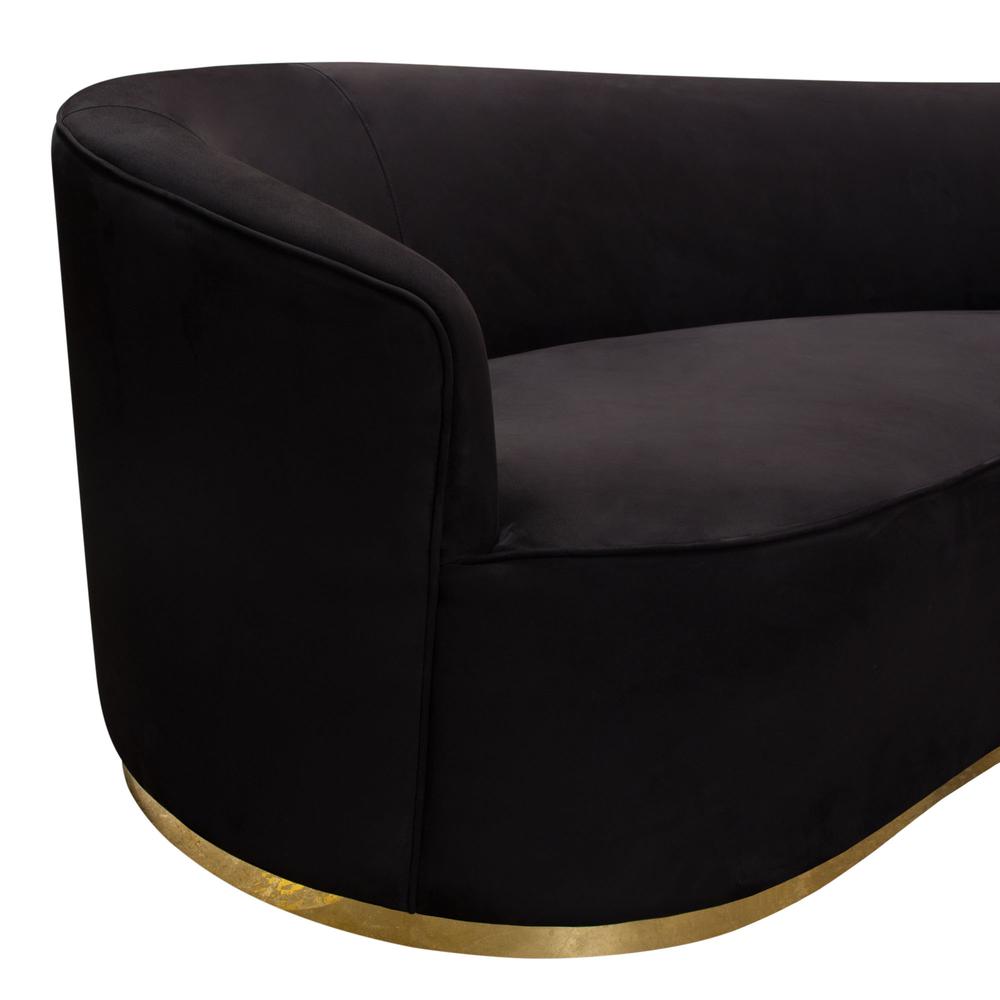Raven Sofa in Black Suede Velvet w/ Brushed Gold Accent Trim by Diamond Sofa. Picture 26