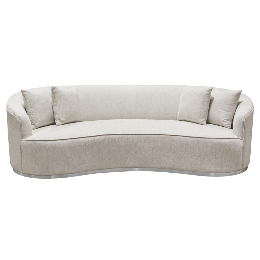 Raven Sofa in Light Cream Fabric w/ Brushed Silver Accent Trim by Diamond Sofa. Picture 1