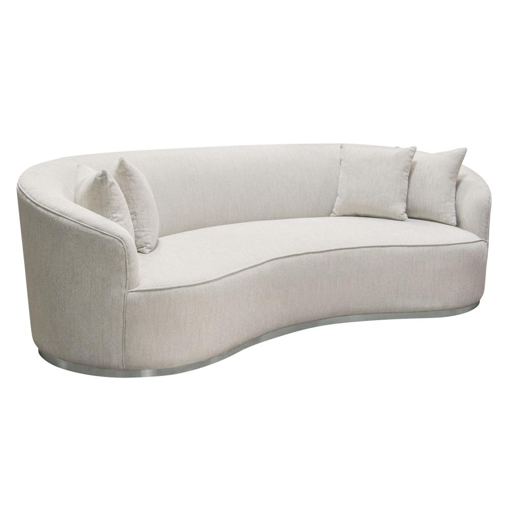 Raven Sofa in Light Cream Fabric w/ Brushed Silver Accent Trim by Diamond Sofa. Picture 19