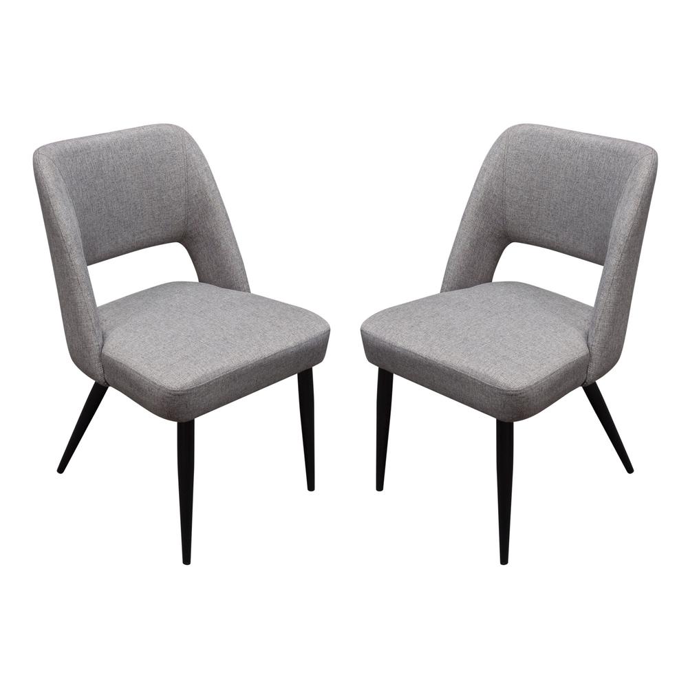 Set of (2) Reveal Dining Chairs in Grey Fabric w/ Black Powder Coat Metal Leg by Diamond Sofa. Picture 1