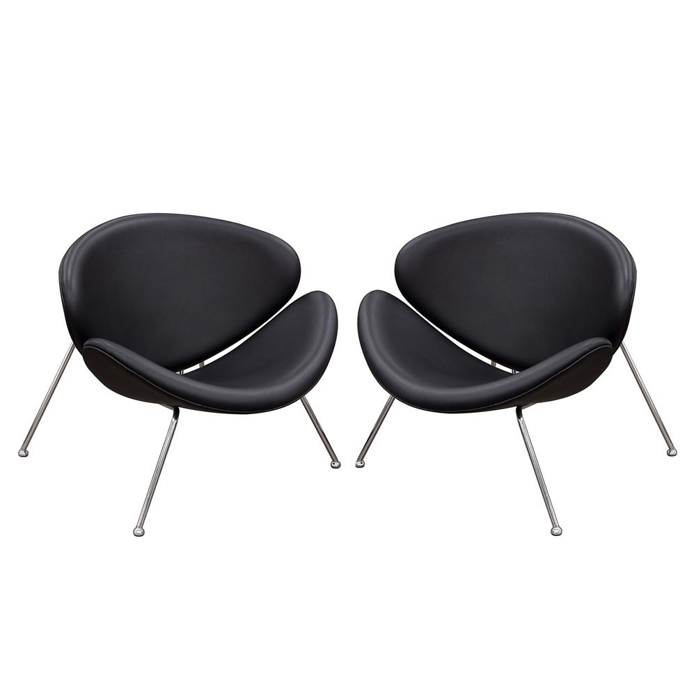 Set of (2) Roxy Black Accent Chair with Chrome Frame. Picture 1