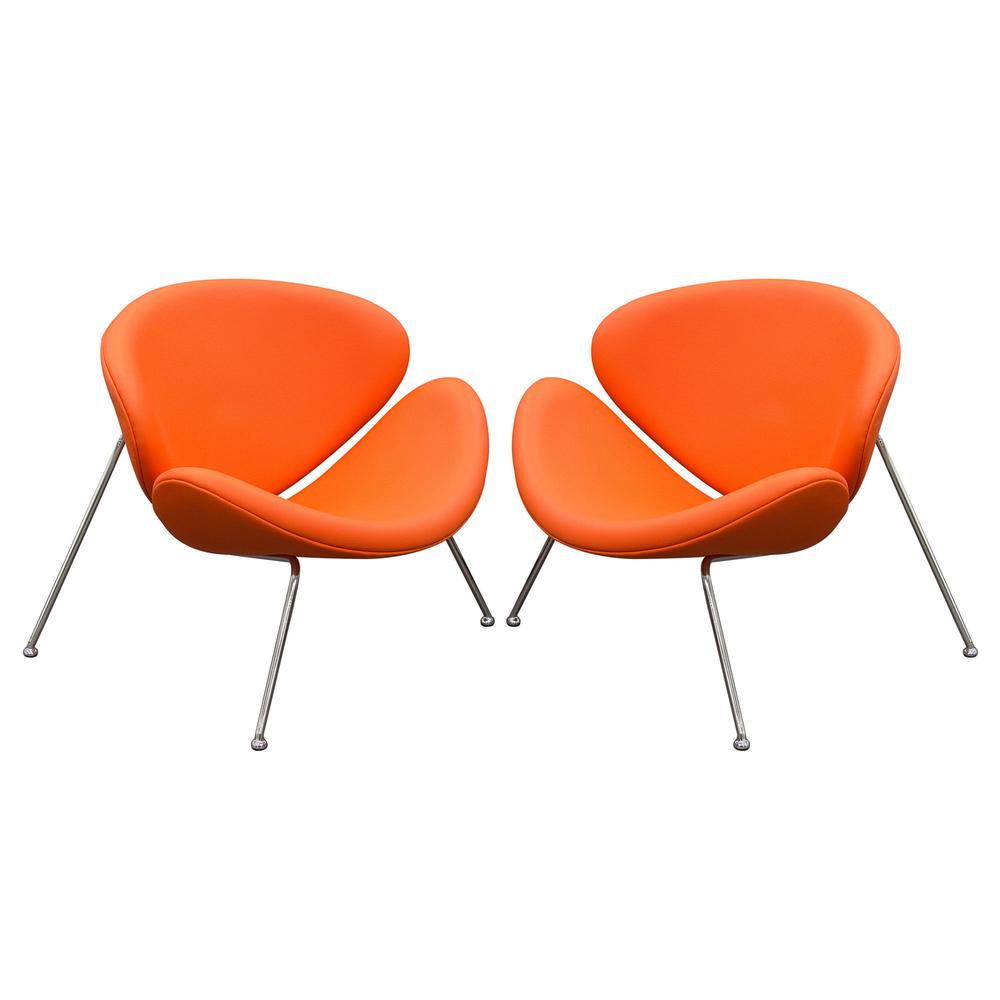 Set of (2) Roxy Orange Accent Chair with Chrome Frame. Picture 1