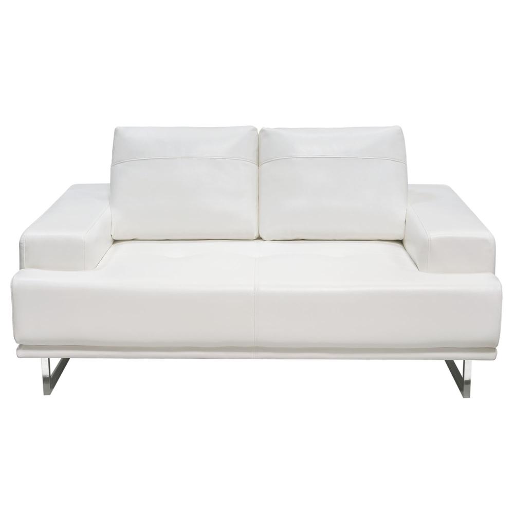 Russo Loveseat w/ Adjustable Seat Backs in White Air Leather. Picture 1