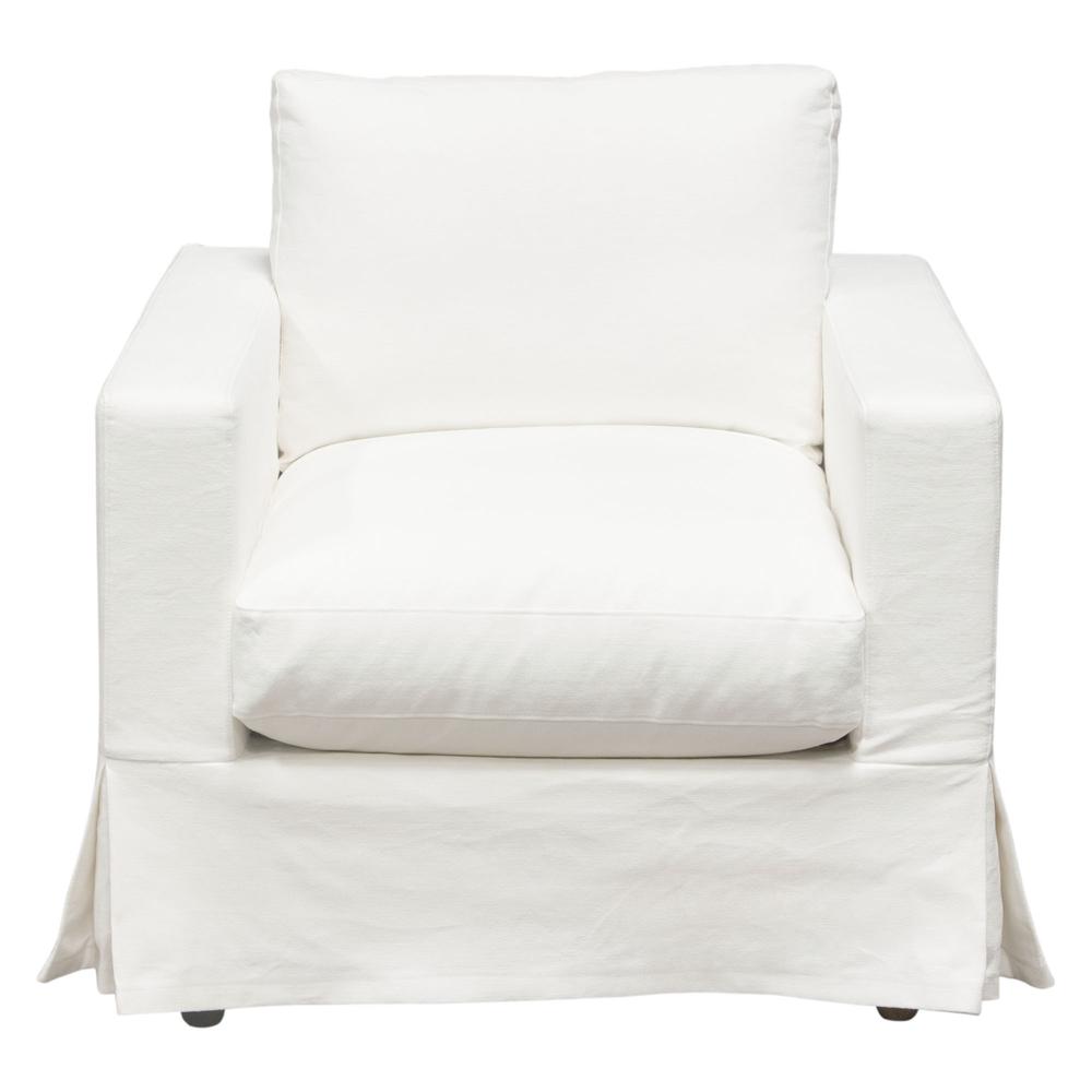 Savannah Slip-Cover Chair in White Natural Linen by Diamond Sofa. Picture 1