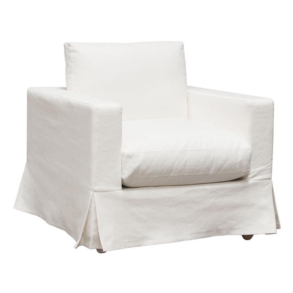 Savannah Slip-Cover Chair in White Natural Linen by Diamond Sofa. Picture 14