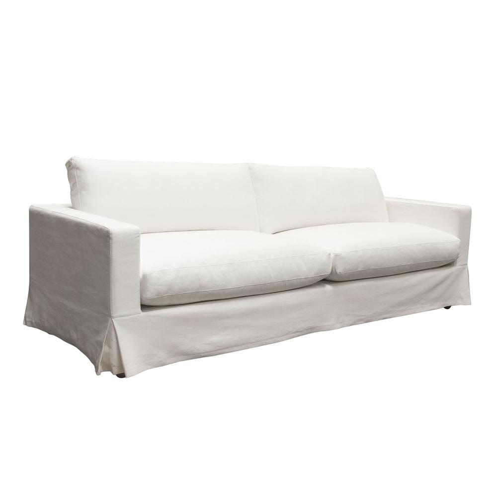 Savannah Slip-Cover Sofa in White Natural Linen by Diamond Sofa. Picture 1