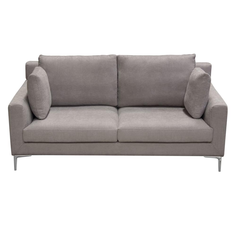 Seattle Loose Back Loveseat in Grey Polyester Fabric w/ Polished Silver Metal Leg. Picture 29