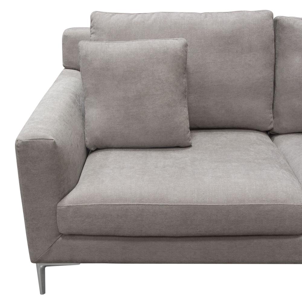 Seattle Loose Back Loveseat in Grey Polyester Fabric w/ Polished Silver Metal Leg. Picture 26