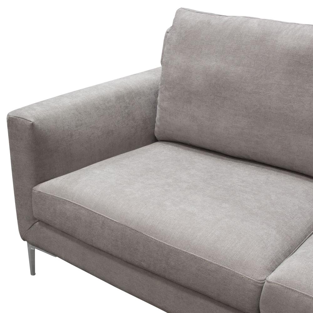 Seattle Loose Back Loveseat in Grey Polyester Fabric w/ Polished Silver Metal Leg. Picture 30