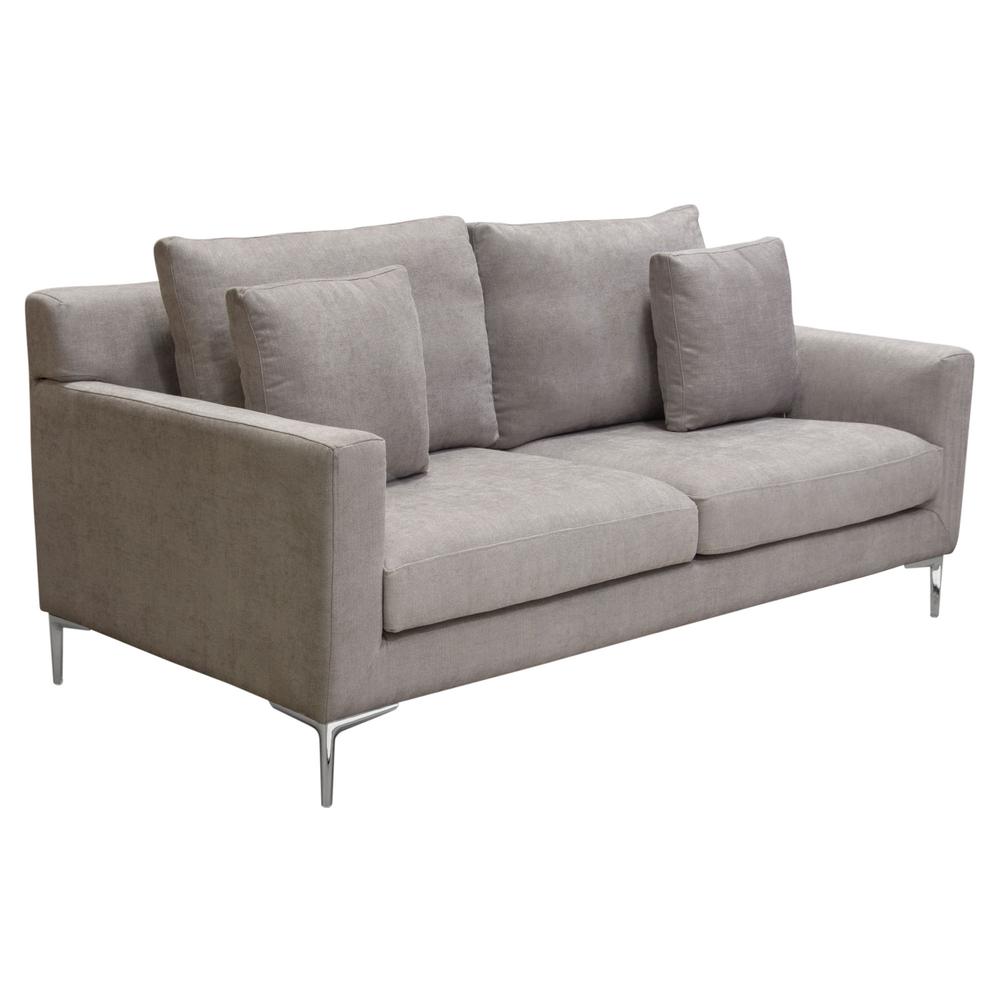 Seattle Loose Back Loveseat in Grey Polyester Fabric w/ Polished Silver Metal Leg. Picture 17