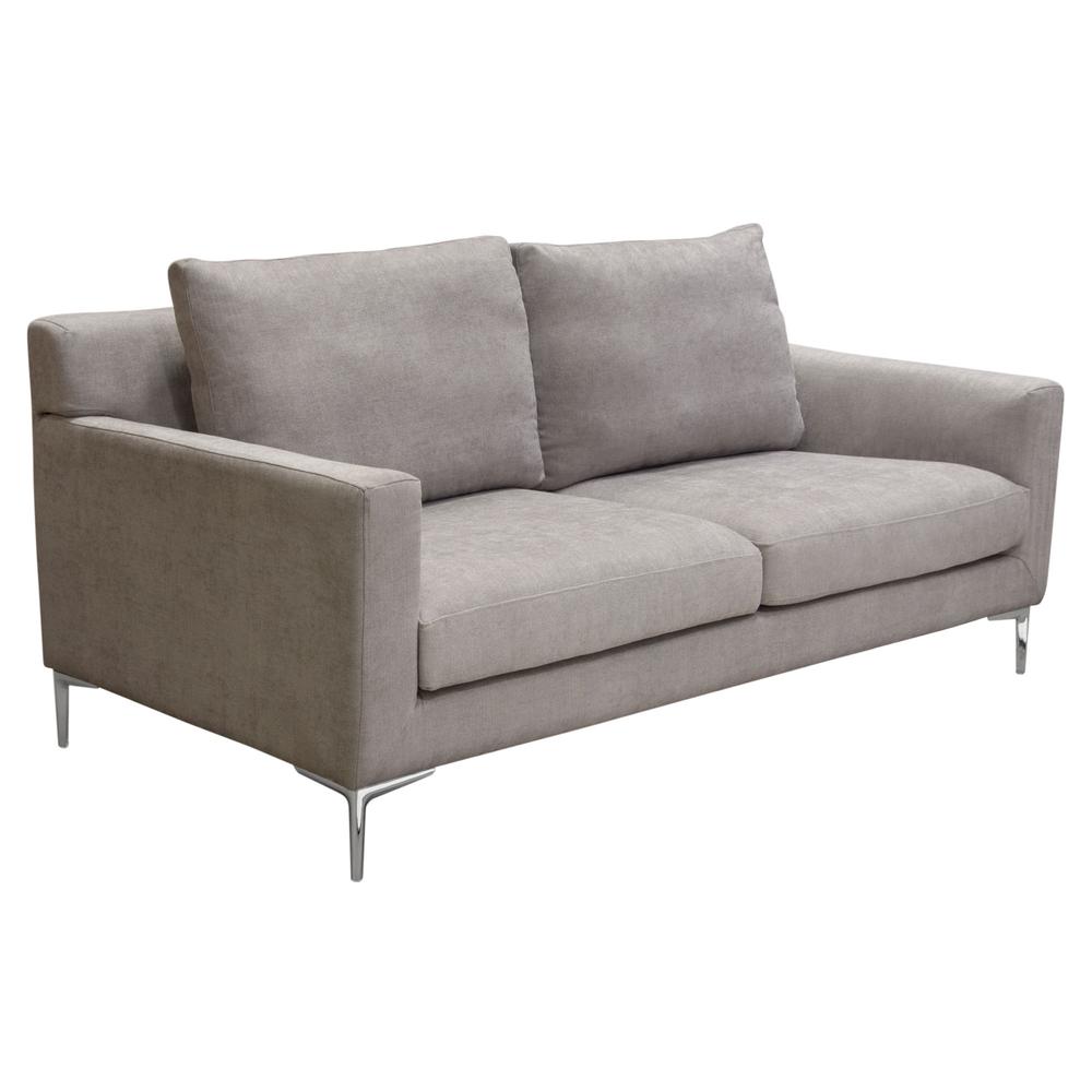 Seattle Loose Back Loveseat in Grey Polyester Fabric w/ Polished Silver Metal Leg. Picture 23