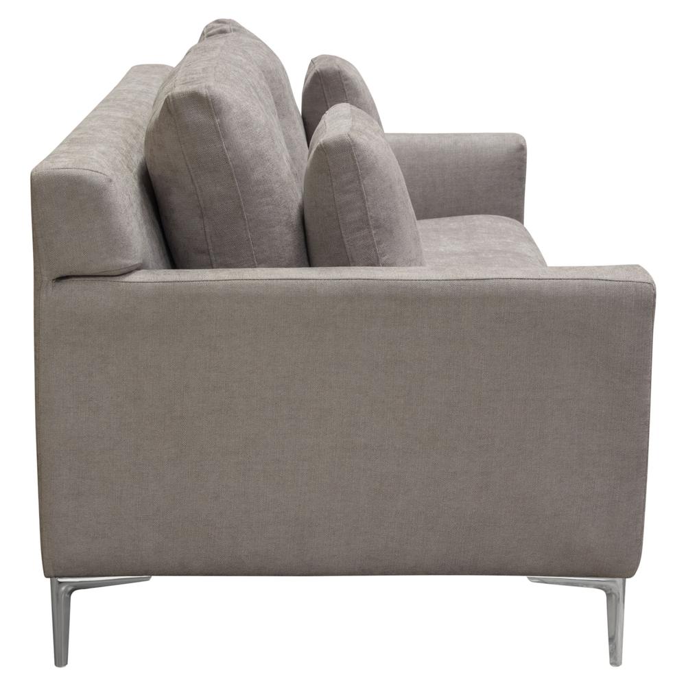 Seattle Loose Back Loveseat in Grey Polyester Fabric w/ Polished Silver Metal Leg. Picture 24