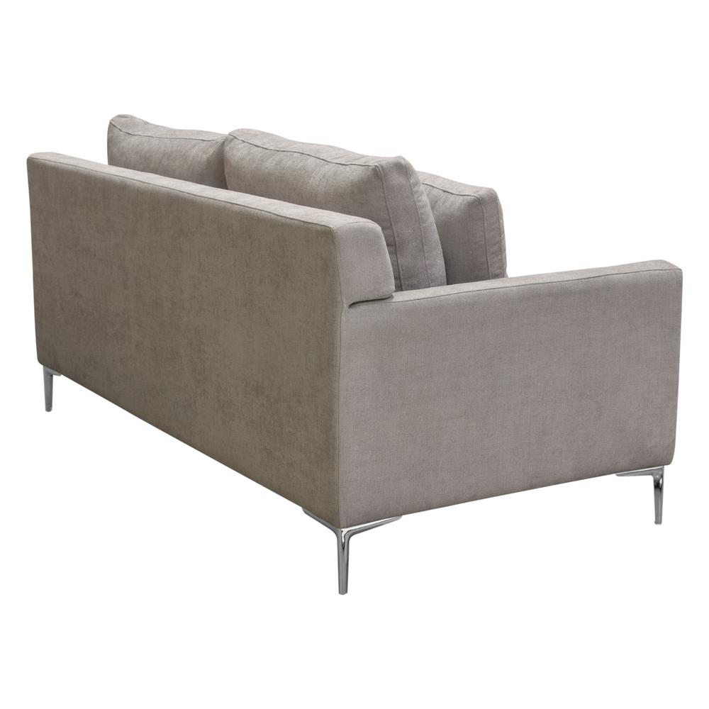Seattle Loose Back Loveseat in Grey Polyester Fabric w/ Polished Silver Metal Leg. Picture 22